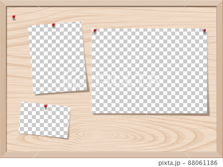 木製の掲示板とピンナップされた白紙のフレーム 88061186