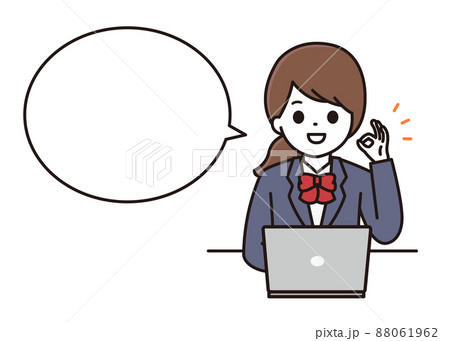 学生 女性 オンライン授業 OK 吹き出し 88061962