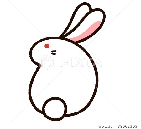 シンプルなウサギの後ろ姿 白のイラスト素材