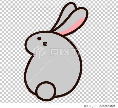 シンプルなウサギの後ろ姿　グレー 88062306