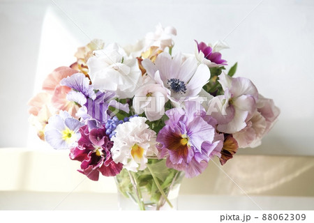 春先のお庭のお花のアレンジ 88062309