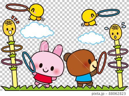 春,花,つくし,うさぎ,三月,四月,五月,動物,植物,鳥,かわいい,輪投げ,遊ぶ,なかよし,青空 88062823