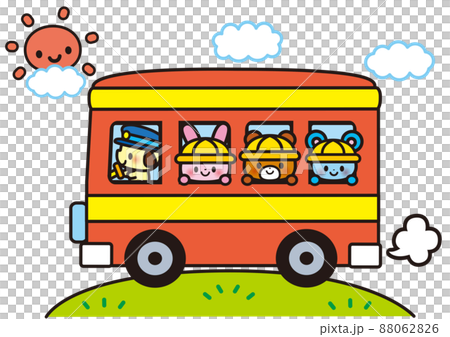 バス,遠足,観光,乗り物,子供,動物,登園,うさぎ,クマ,ネズミ,犬,太陽,ピクニック,通園 バス,遠足,観光,乗り物,子供,動物,登園,うさぎ,クマ,ネズミ,犬,太陽,ピクニック,通園 88062826