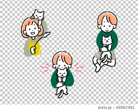 猫とじゃれあう子供たちセット 猫とじゃれあう子供たちセット 88062982