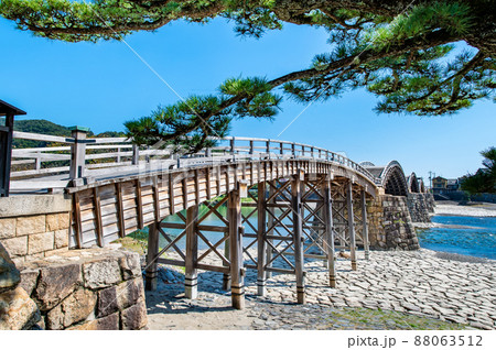 山口県岩国市　錦帯橋　～槍倒し松と橋～ 88063512