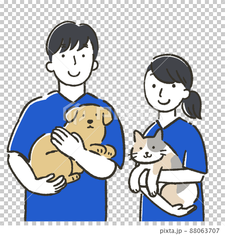 Illustration of male and female veterinarians Illustration of male and female veterinarians 88063707