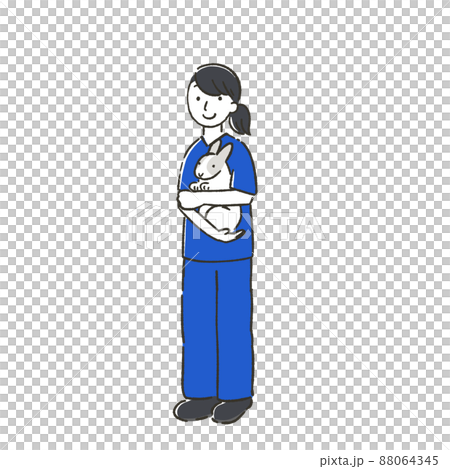 Female veterinarian holding a rabbit Female veterinarian holding a rabbit 88064345