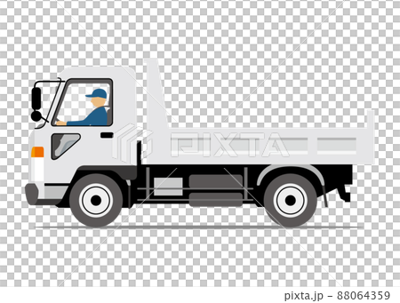 Dump truck, side angle, illustration 88064359