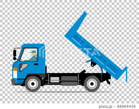 ダンプカー、サイドアングル、イラスト 88064430