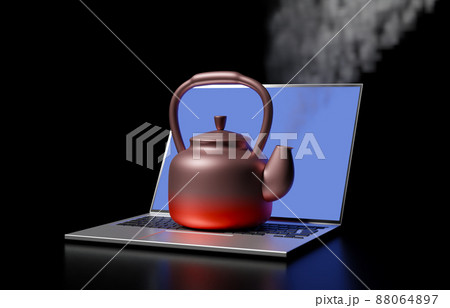 フル稼働で発熱しているノートPC上でやかんでお湯を沸かす フル稼働で発熱しているノートPC上でやかんでお湯を沸かす 88064897
