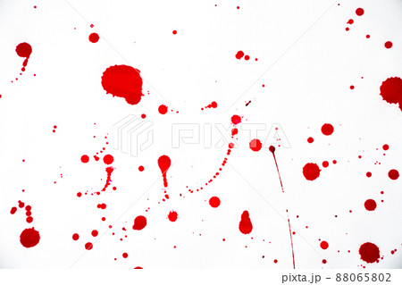 Blood splatters. Red blots of watercolor Realistic bloody splatters for Halloween Drop of blood concept. 88065802