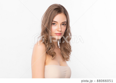 Beautiful young woman with clean fresh skin on white background, Face care, Facial treatment, Beautiful young woman with clean fresh skin on white background, Face care, Facial treatment, 88066051
