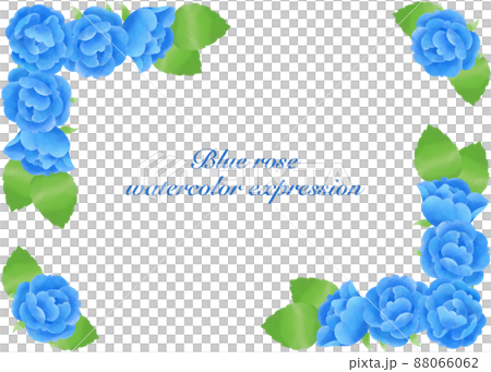 用水彩筆繪製的藍玫瑰裝飾框 88066062
