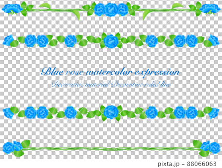 用水彩筆繪製的藍玫瑰裝飾格線 88066063