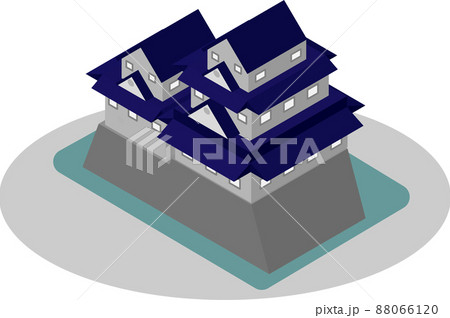 アイソメトリックなお堀のある日本のお城 88066120