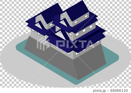 アイソメトリックなお堀のある日本のお城 88066120