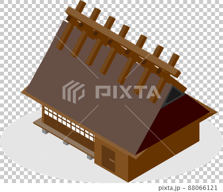 Isometric thatched-roof house 88066121