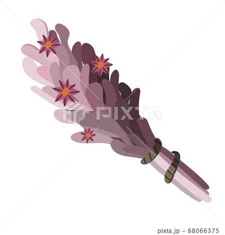 Purple herbal smudge bundle with red wild flowers 88066375