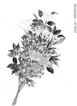 仏花 供花 モノトーン【水墨画風水彩画】白バック 透過背景 仏花 供花 モノトーン【水墨画風水彩画】白バック 透過背景