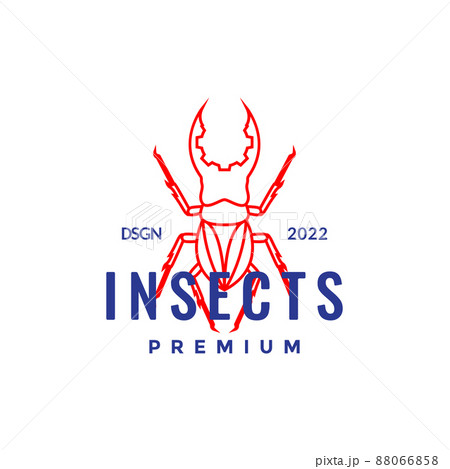 insect beetle line vintage colored logo design, vector graphic symbol icon illustration creative idea 88066858