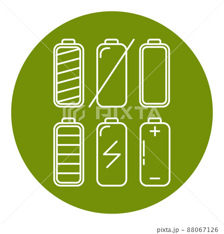 Battery icon set in thin line style. 88067126