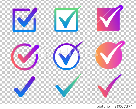 3 種圓形和方形複選標記 漸變 88067374