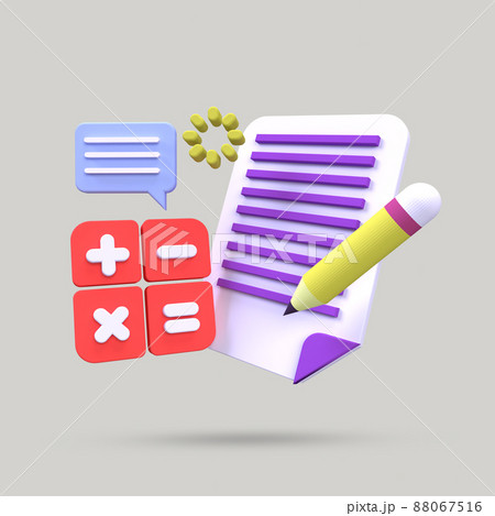 check list with clipboard, calculator, pencil illustration for business idea concept isolated on colorful background,3D,render check list with clipboard, calculator, pencil illustration for business idea concept isolated on colorful background,3D,render 88067516