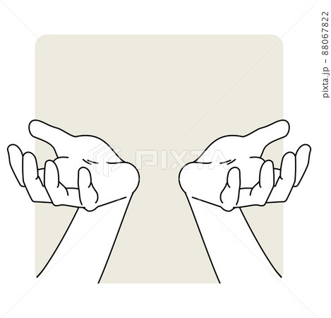 手のひらを上に向けて祈る手のイラストのイラスト素材 0672
