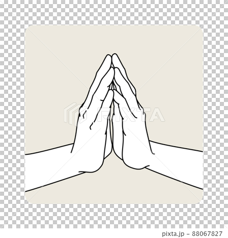 合掌して祈る手のイラストのイラスト素材 0677