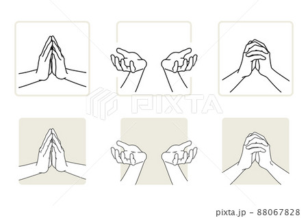 いろいろな祈る手のイラストのイラスト素材 0678