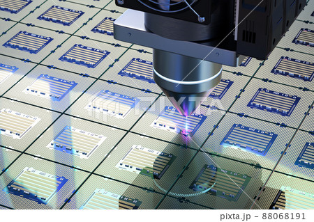 Robotic arms with silicon wafers for semiconductor manufacturing 88068191