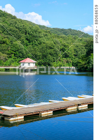 秩父の寄居地区に隠れた景勝地、円良田湖の夏の風景 秩父の寄居地区に隠れた景勝地、円良田湖の夏の風景 88068659