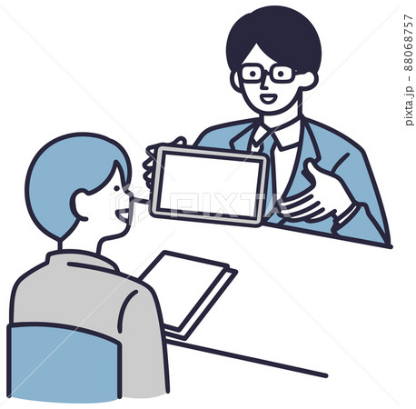 相談する男性と接客係　シンプルイラスト 88068757