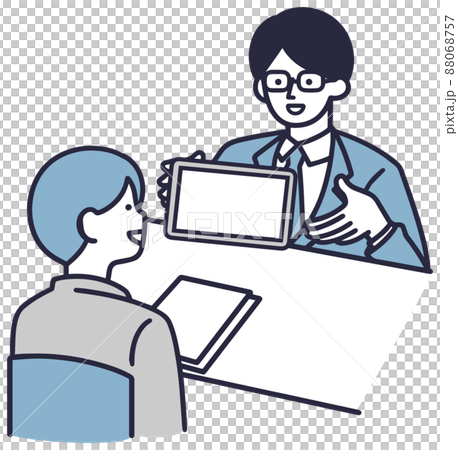 相談する男性と接客係　シンプルイラスト 88068757