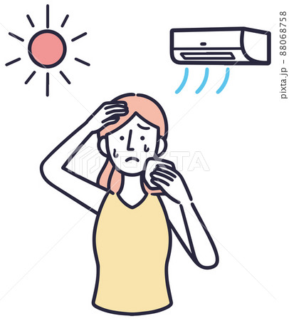日差し　気にする　女性　夏　イラスト 88068758