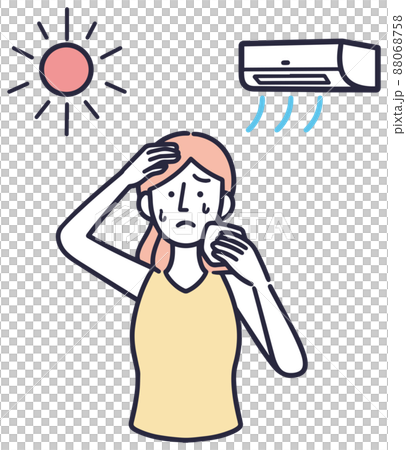 日差し　気にする　女性　夏　イラスト 88068758