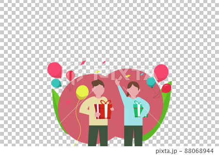 パーティー プレゼントで喜ぶ人々 ギフト・誕生日会 　イラスト 88068944