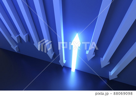 発光する上向き矢印と下降する矢印 / ビジネス・アブストラクトイメージ / 3Dレンダリング 88069098