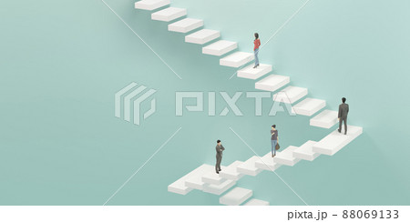 階段を上るビジネスマン / ステップアップ・上昇志向・継続的努力のイメージ 88069133