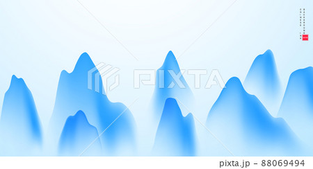 Vector illustration of a landscape painting in Chinese ink on antique paper with a beautiful design. 88069494