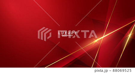 Vector Illustration of a red background with ornate golden lines. 88069525