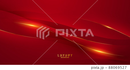 Vector Illustration of a red background with ornate golden lines. 88069527