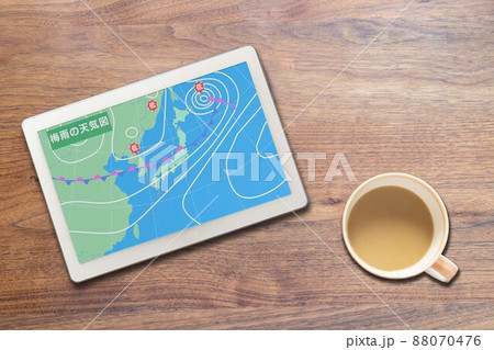 天気予報 天気図 気象 梅雨 雨季(タブレット カップ) 天気予報 天気図 気象 梅雨 雨季(タブレット カップ) 88070476