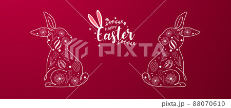 Easter greeting card with rabbit pattern design with cute Easter egg decoration. vector illustration 88070610