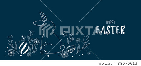Easter greeting card with rabbit pattern design with cute Easter egg decoration. vector illustration 88070613