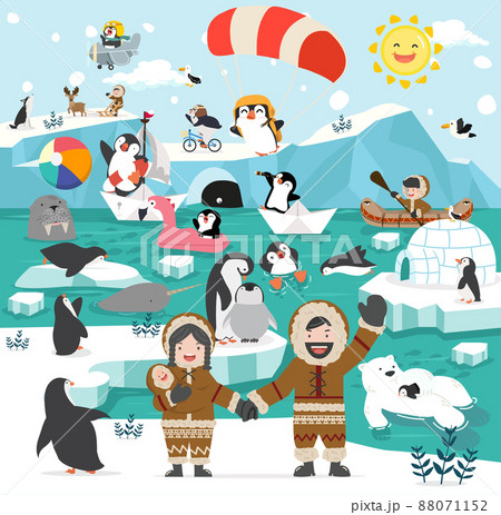North Pole Winter Arctic Animals Icebergsのイラスト素材