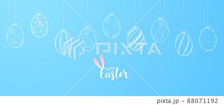 happy easter with decorated eggs background beautiful design vector illustration 88071192