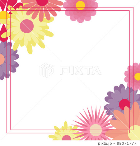 Square floral frame with flowers vector...のイラスト素材 [88071777] - PIXTA