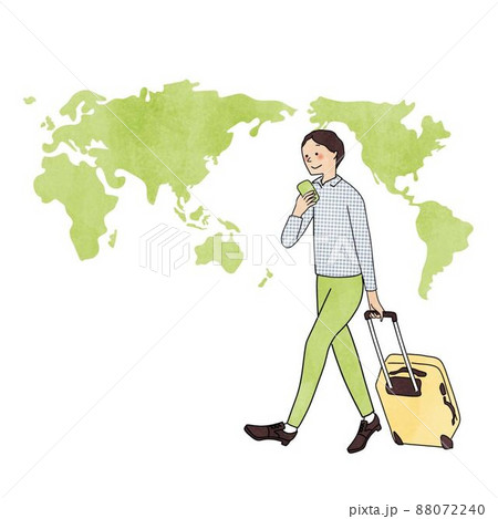 旅行する男性と世界地図 88072240