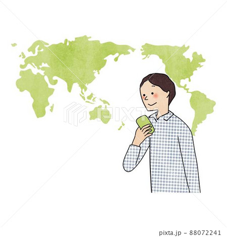 旅行する男性と世界地図 旅行する男性と世界地図 88072241